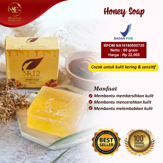 

HONEY SOAP SR12/ SABUN MADU HERBAL/ SABUN UNTUK KULIT KERING