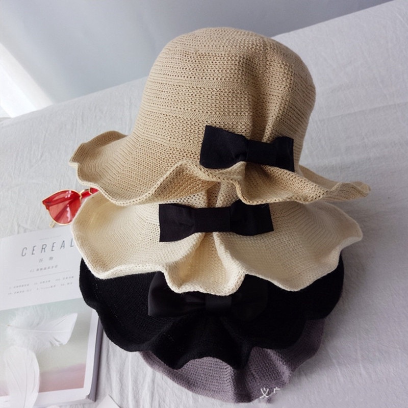 Topi Wanita Lebar Topi Cewek Cotton Bucket Hat Sun Hat TW 01