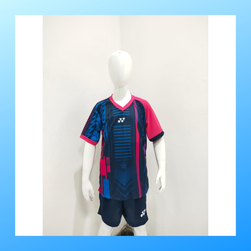 Kaos badminton anak laki-laki jersey bulutangkis baju celana setelan jersy perempuan stelan t-shirt outfit seragam kostum print olahraga casual suit pakaian jarsey oblong apparel sports jersi sudirman thomas uber cup bulu tangkis ST.Y171 navy polos