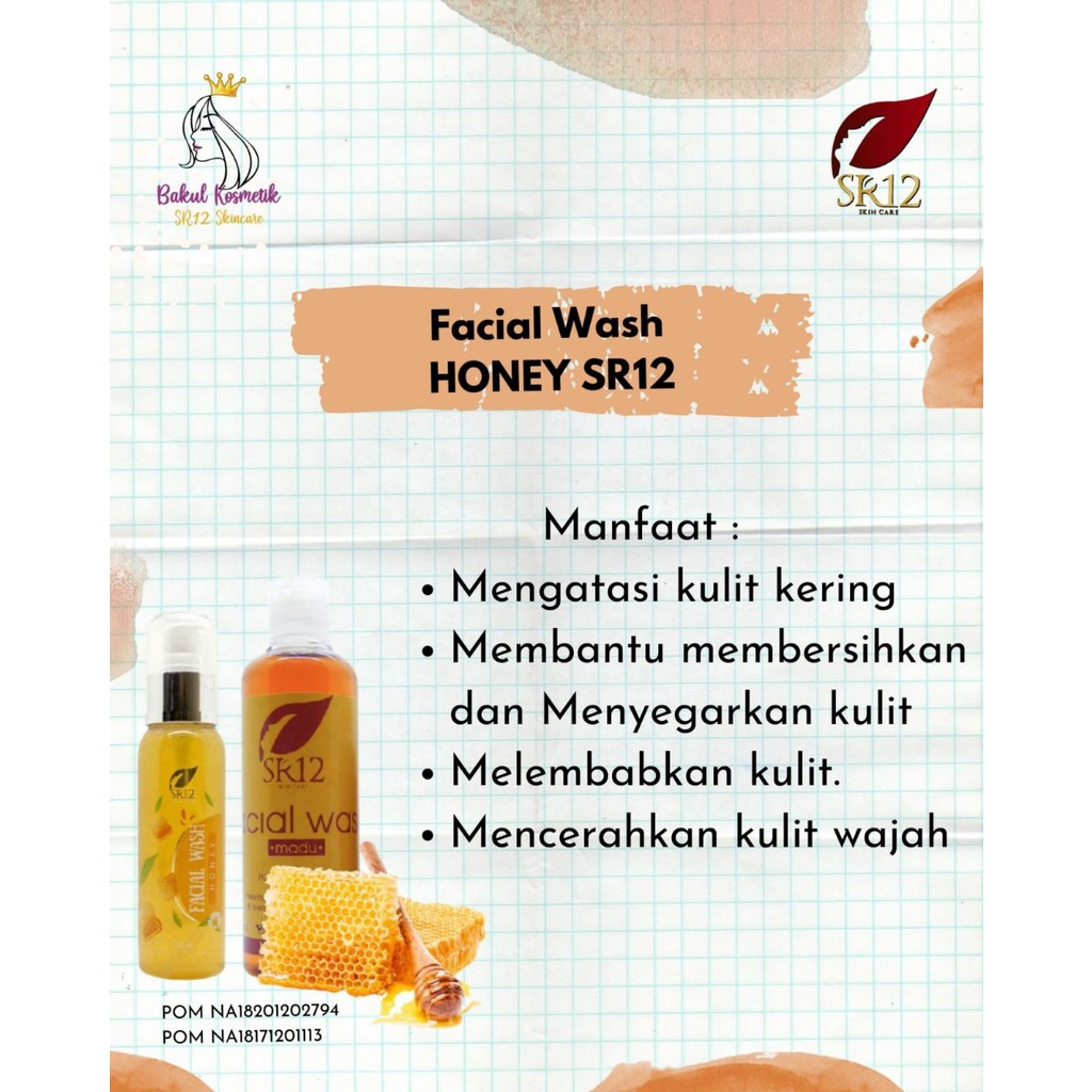 FACIAL WASH MADU - FW HONEY SR12 - SABUN WAJAH KULIT KERING DAN SENSITIF