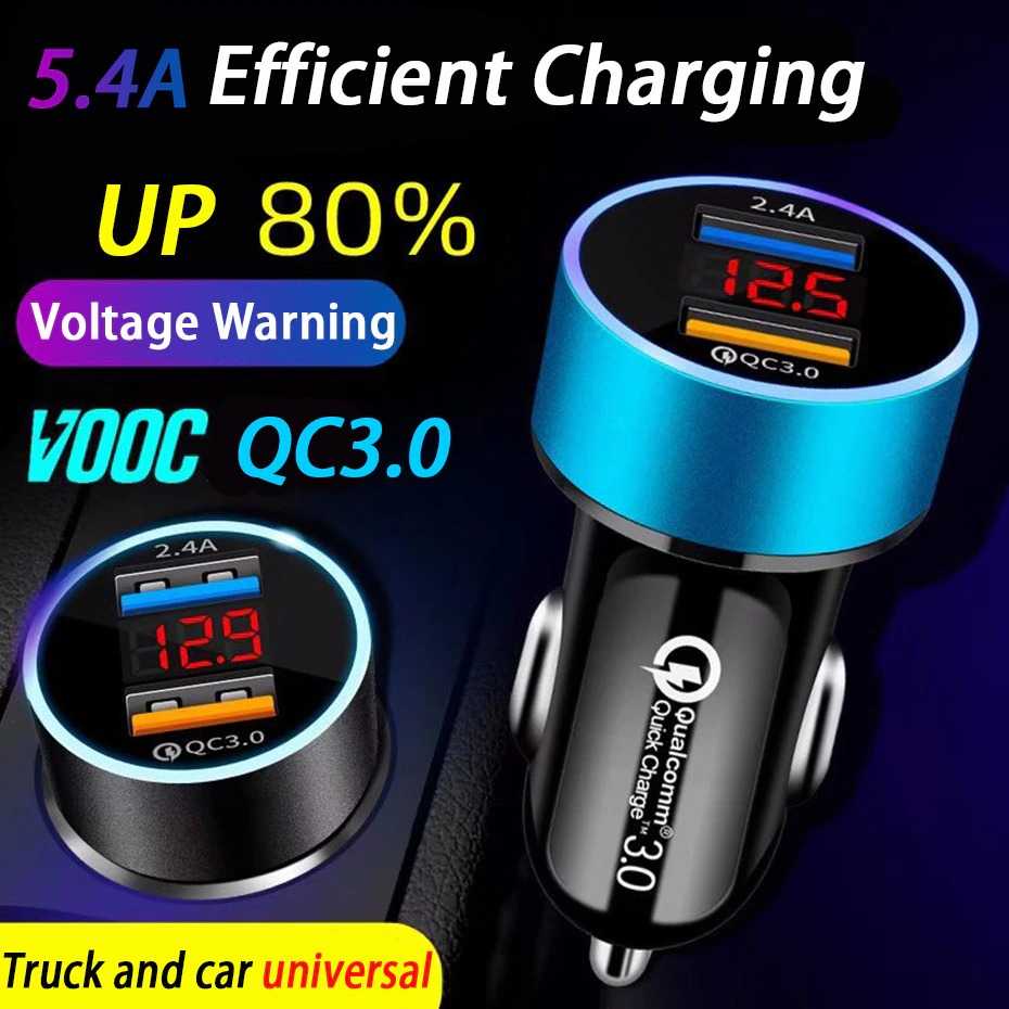 TG-A1 Leeioo Car Charger Dual USB Port QC3.0 2.4A LCD Display - LE001