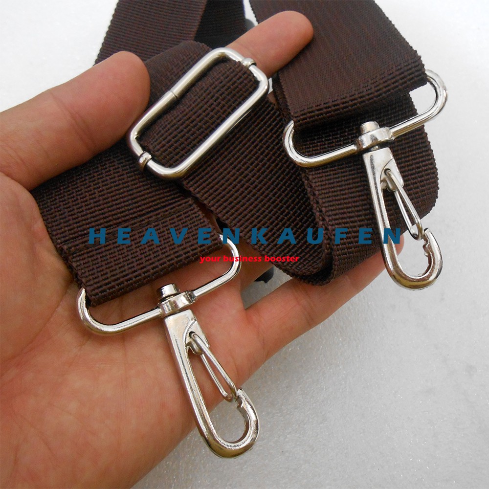 Strap Tas / Tali Selempang Slempangan Tas 3,8 cm Coklat Kait Besi Nikel Silver