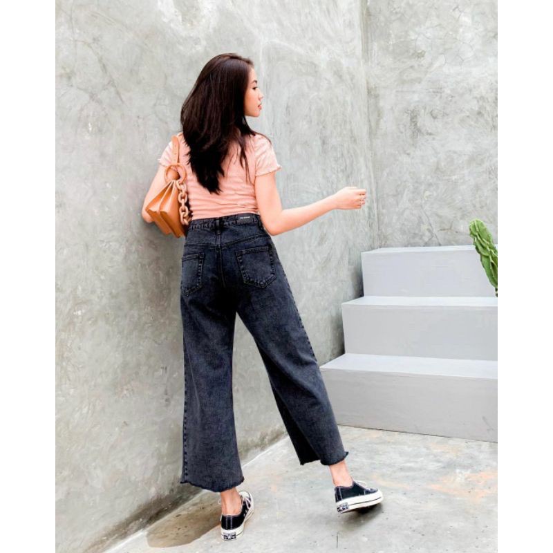 CELANA JEANS PANJANG HIGH WAIST KULOT RAWIS WANITA PREMIUM manjaddawajada_id