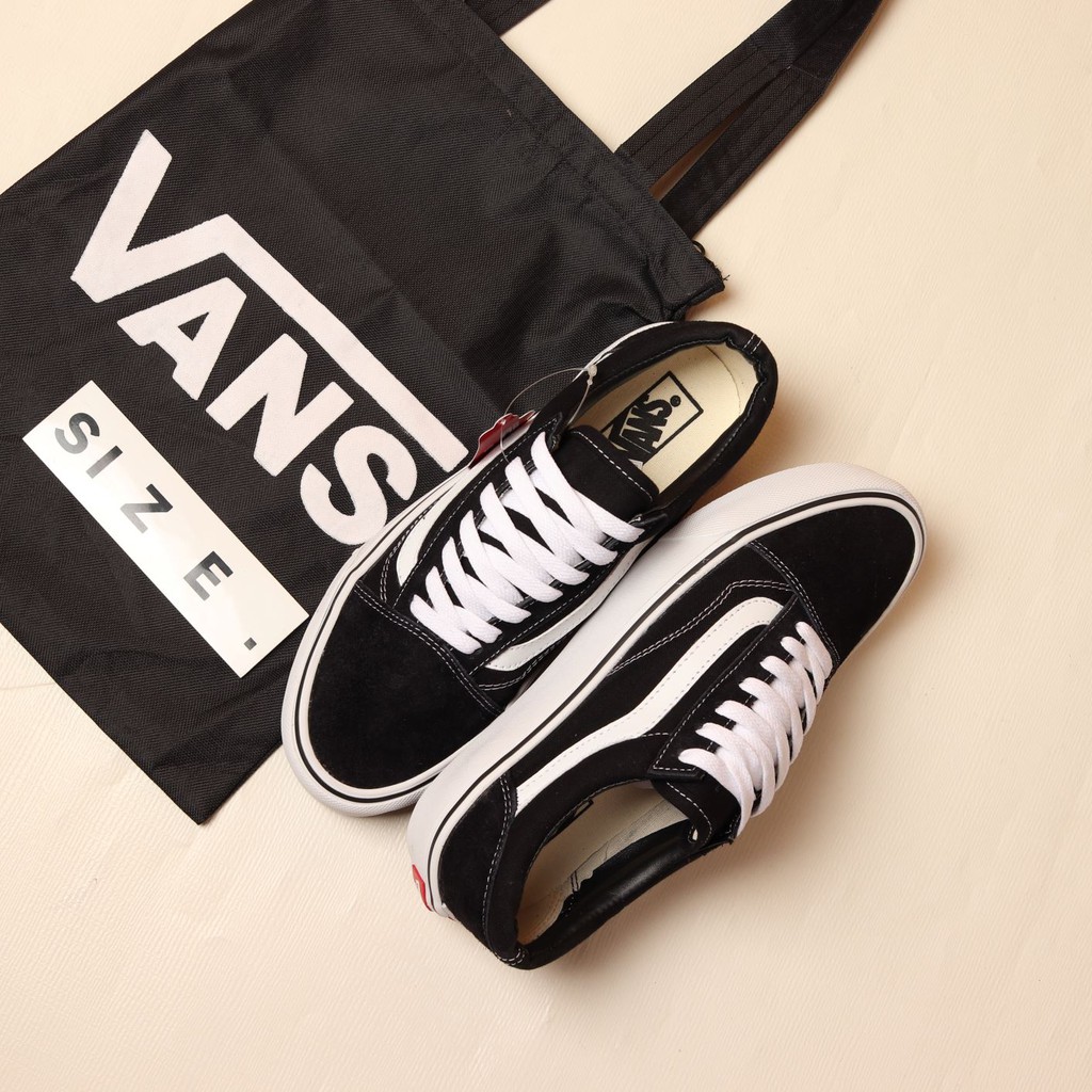 Paket 100% Import Vans Old Skool BlacK White + Tote Bag Vans