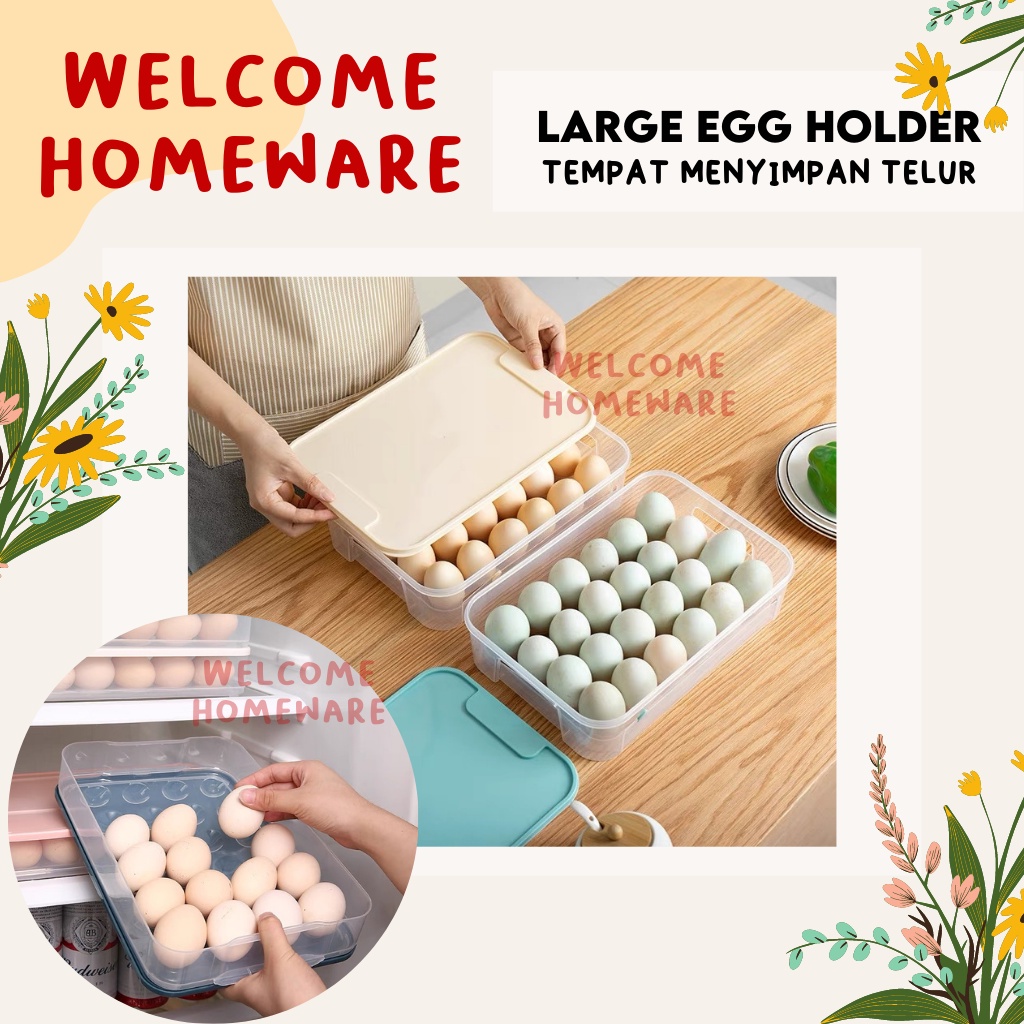 Large Egg Holder 24 Slot Wadah Tempat Simpan Telur Telor Kotak