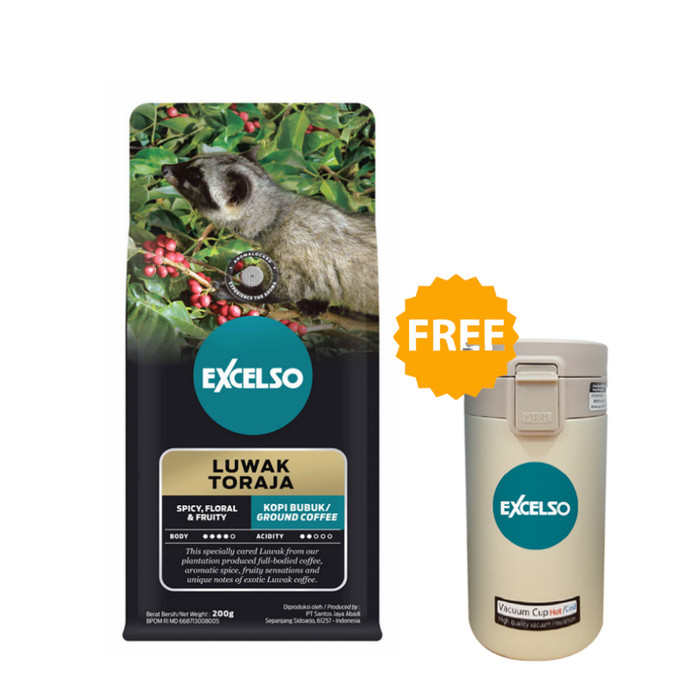 

TERBARU [Free Tumbler] Exceslo Luwak Toraja Bubuk 200 Gr