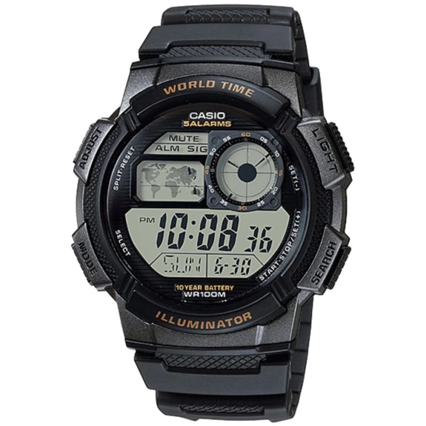 Casio General AE1000 / AE-1000W / AE-1000W-1A Jam Tangan Pria  Digital Karet