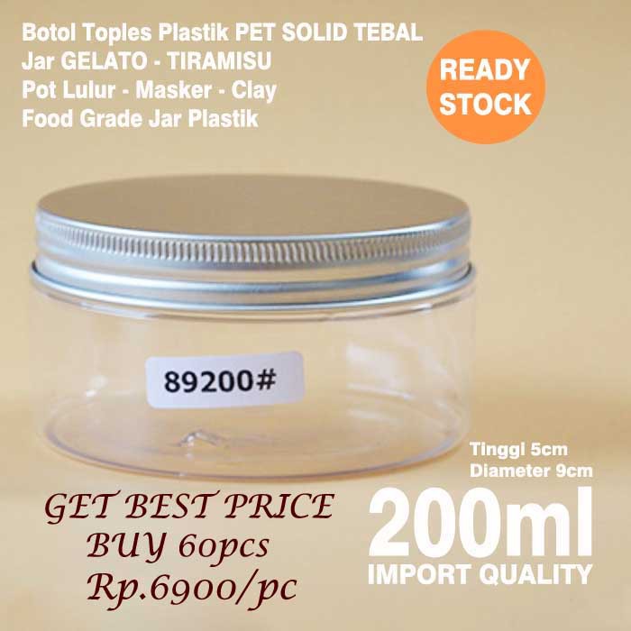 Wadah Toples Makanan 200ml Jar Tiramisu Pot Lulur 200 gram Botol Snack Gelato Pot Kosmetik Cetek