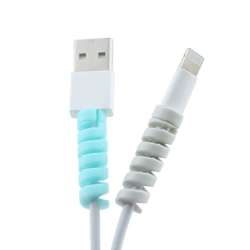 Pelindung Kabel Charger Usb Bahan Silikon Warna Acak Untuk Apple Iphone