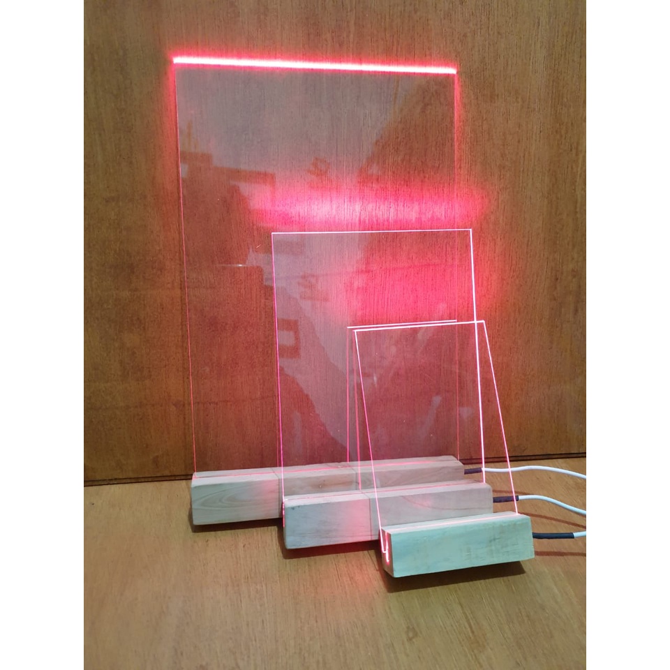 Gemoy Acrylic lamp polos tanpa gambar l lampu hias acrylic base wood l Stand Akrilik