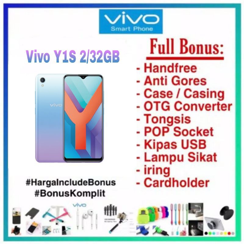 Vivo y1s 3/32gb Garansi Resmi Vivo 1 Tahun