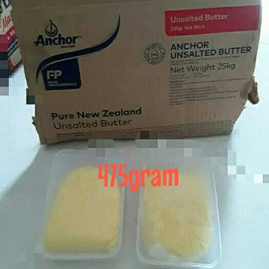 

butter-mentega- butter anchor unsalted repack box plastik 475gram - tanpa bubble -mentega-butter.