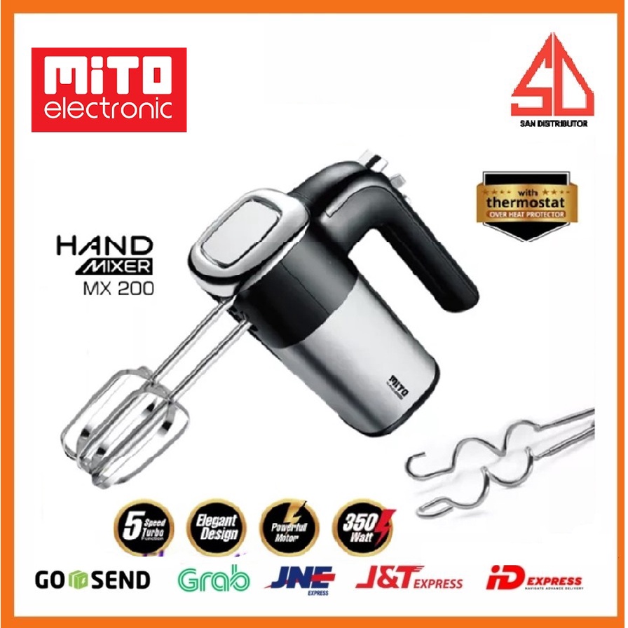 Hand Mixer Mito MX-200 - MX200 Handmixer 5 speed Turbo Stainless ORI BERGARANSI