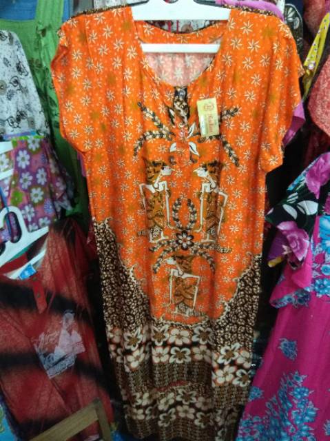 DASTER BATIK LENGAN PENDEK MOTIF WAYANG UKURAN L ASLI PEKALONGAN - BAJU WANITA BEST SELLER MURAH