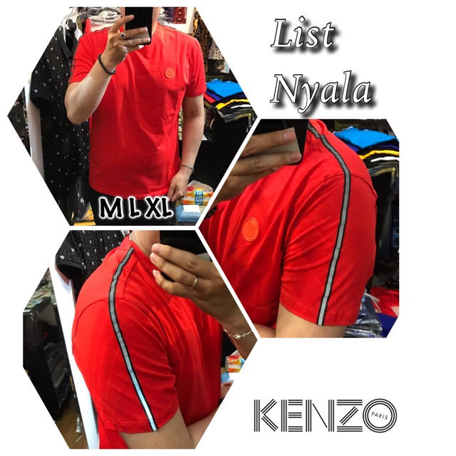 Kaos Kenzo List Import Merah Uk M L XL