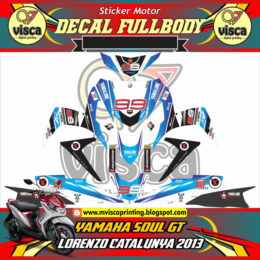 STIKER VARIASI MOTOR SOUL GT DECAL STRIPING FULL BODY SOUL GT LORENZO CATALUNYA 2013