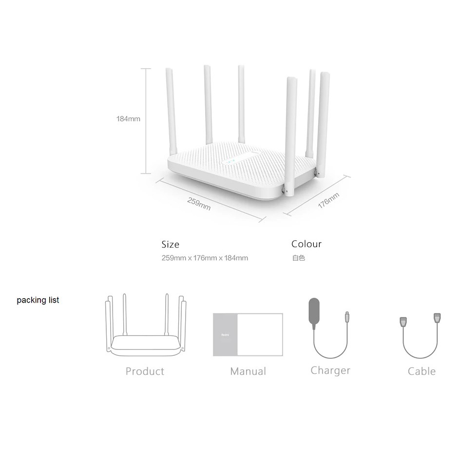 AKB88 - REDMI AC2100 Router Gigabit - Dual Band WiFi - up to 2033Mbps