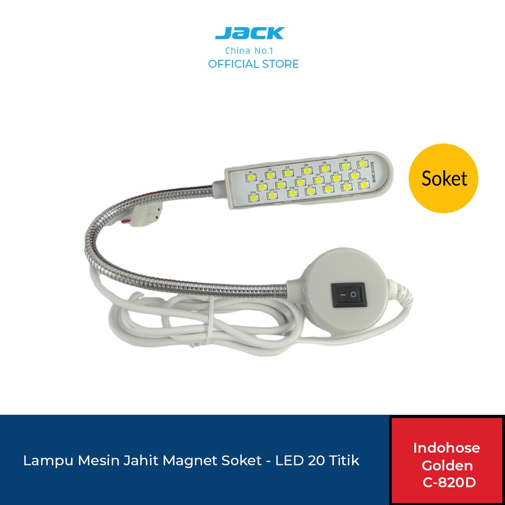 Golden C820D Lampu Mesin Jahit Soket Kabel Servo Motor LED 20