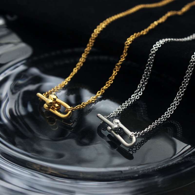 Kalung U bentol rantai nori double titanium korea style anti karat - ercassia