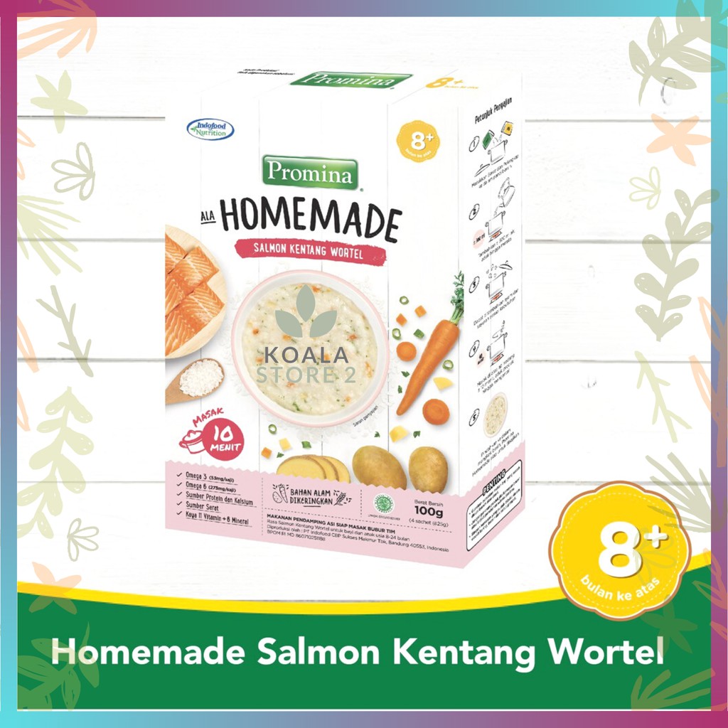 Promina Bubur Bayi 8m Homemade Bubur Salmon Kentang Wortel Box 100gr Mpasi Bayi 8 Bulan Shopee Indonesia