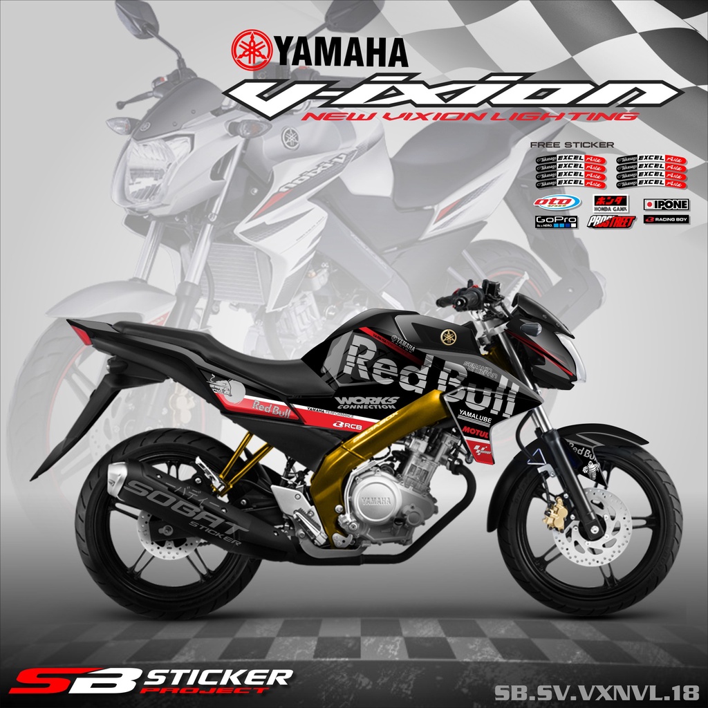 STRIPING VIXION NVL - STRIPING HOLOGRAM YAMAHA VIXION NVL 2013-2015 RED BULL