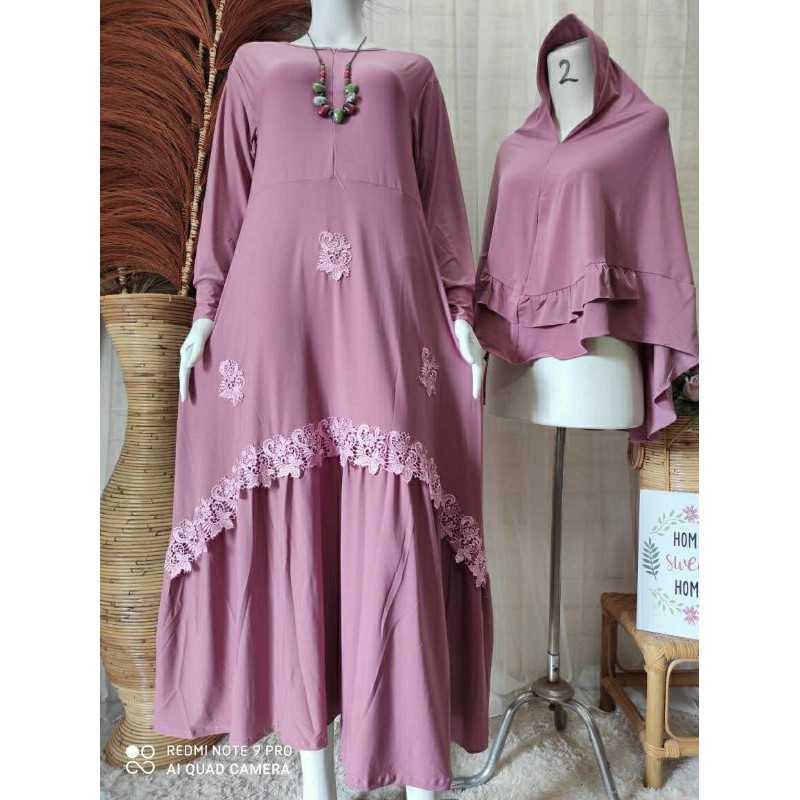 Gamis  lebaran/gamis wanita terbaru 2023 /gamis jersey set hijab premium gamis rempel bawah / Gamis 