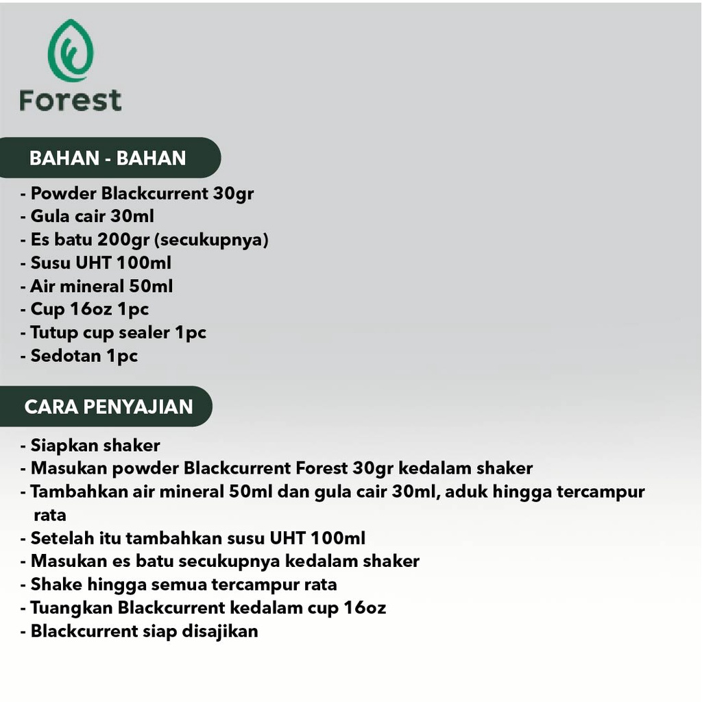Bubuk Minuman BLACKCURRANT Powder - FOREST Bubble Drink