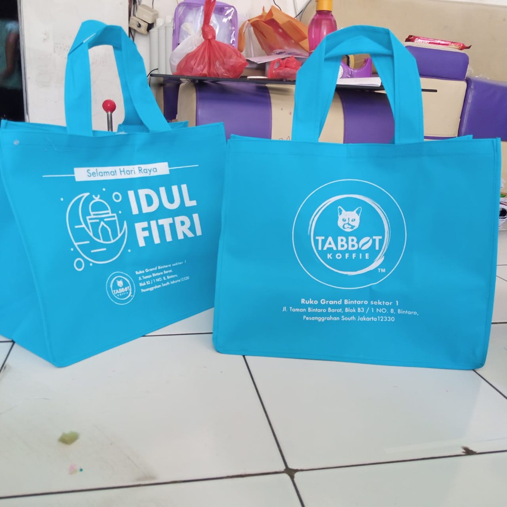 

[45x30 lebar 10/25] [47x26 lebar 32] [35x45 lebar 16/30] TAS SPUNBON CUSTOM FREE SABLON 1 SISI 1 WARNA