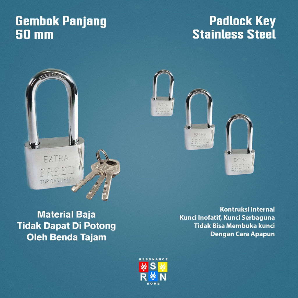 Kunci Gembok Rumah Tebal 50 / Kunci Gembok Resonance Home