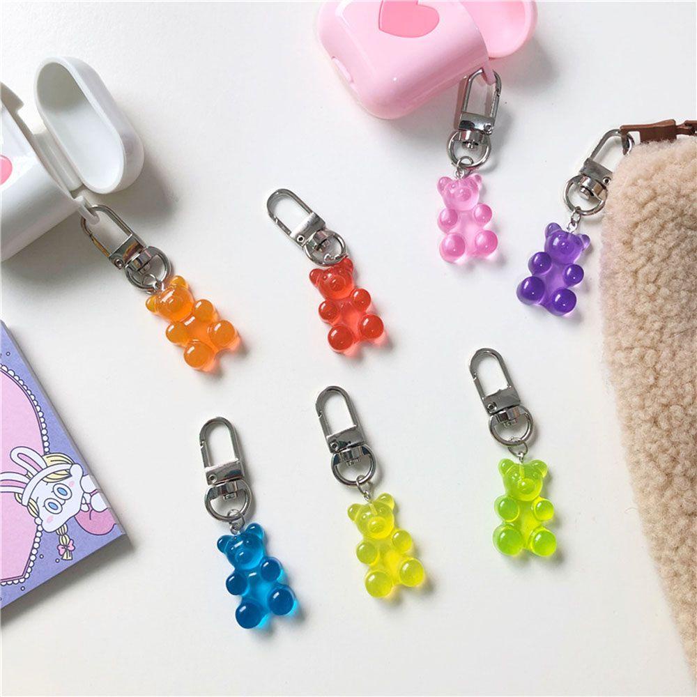 QUINTON Gantungan Kunci Pasangan Kekasih Gummy Bear Earphone Cover Teddy Charm Trinket Aksesoris Fashion