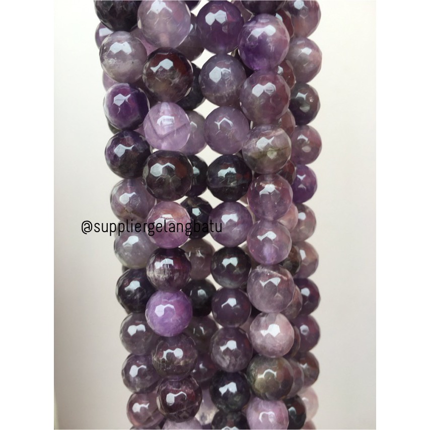 Batu kecubung brazil asli FACET 12mm CUTTING purple amethyst asli ungu aksesoris etnik martapura