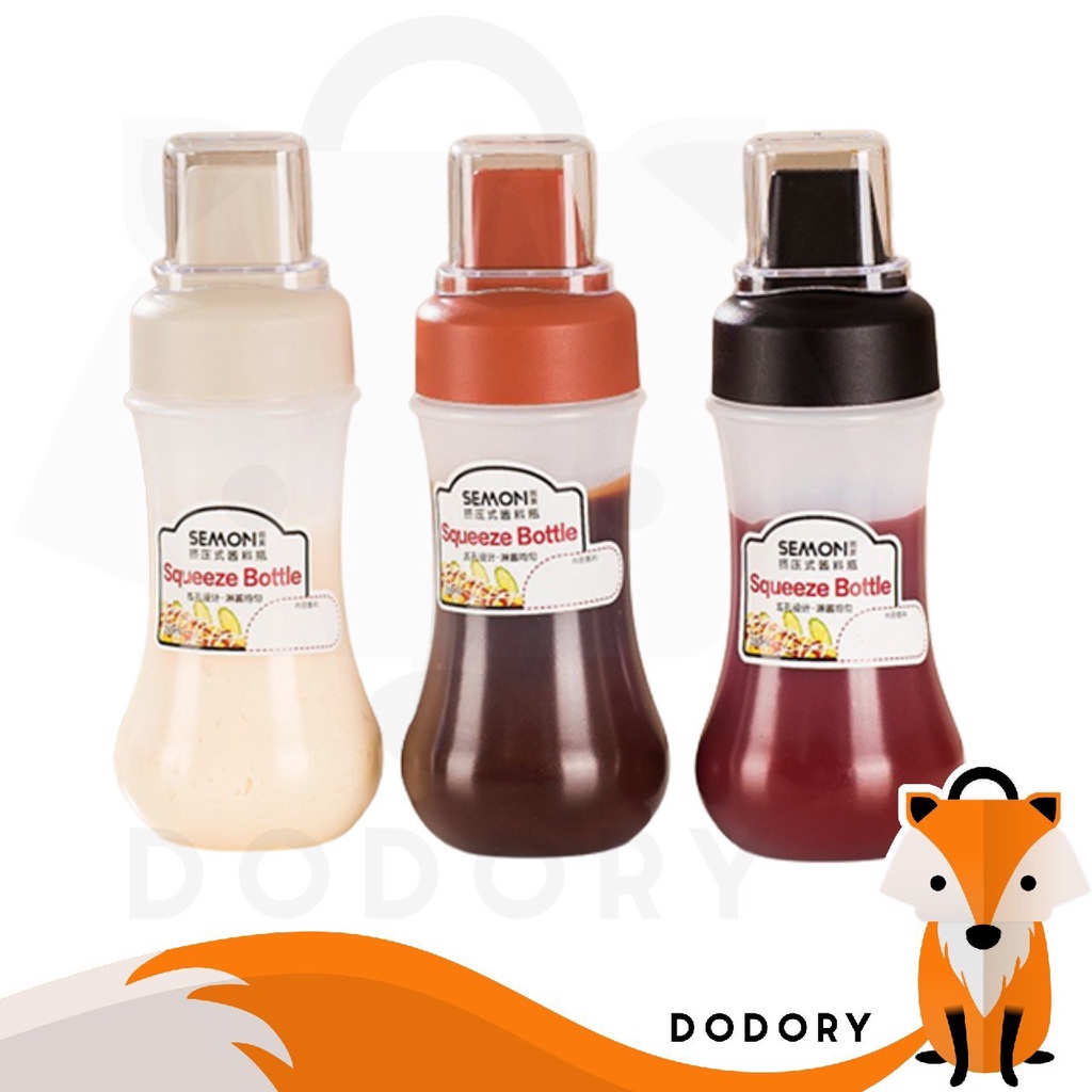 DODORY HL0357 Botol Dispenser Saos Cuka Minyak Mayonaise 5 Lubang 280ml Bahan Tebal Perlengkapan Dapur