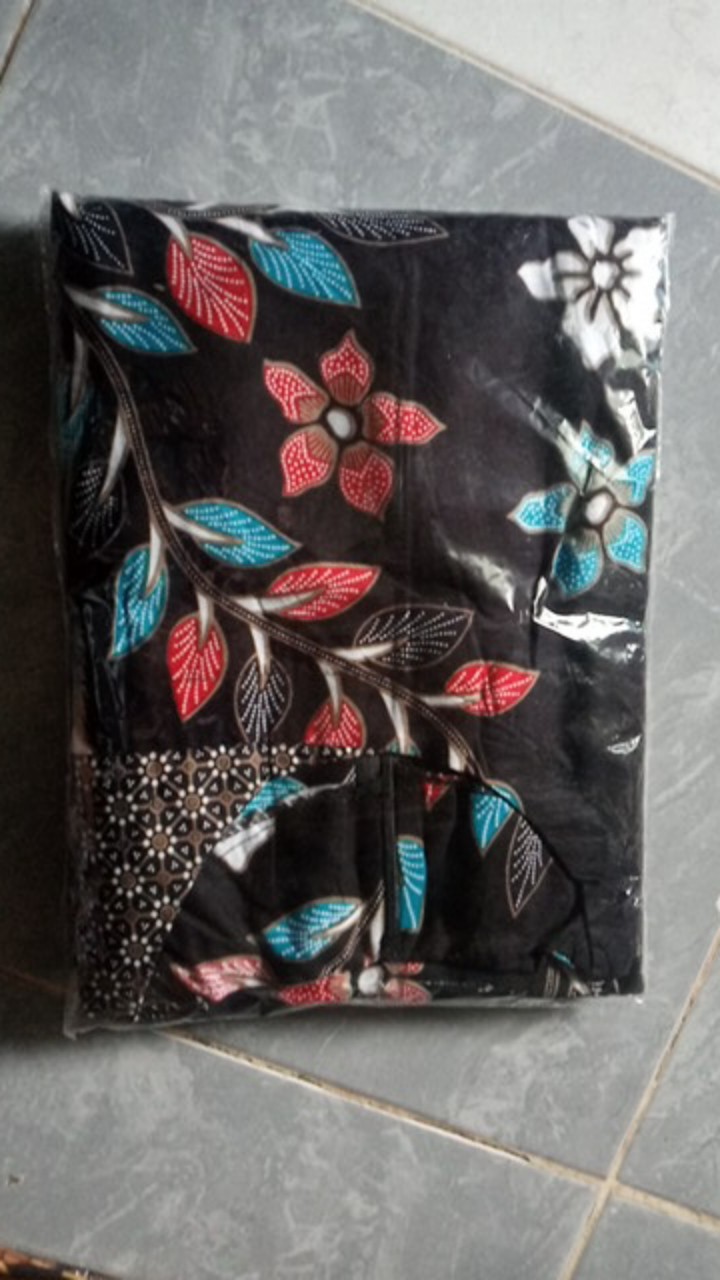 Gamis Kombi Kembang Hitam Katun Modern Motif Wanita Batik Cewek Premium Exclusive