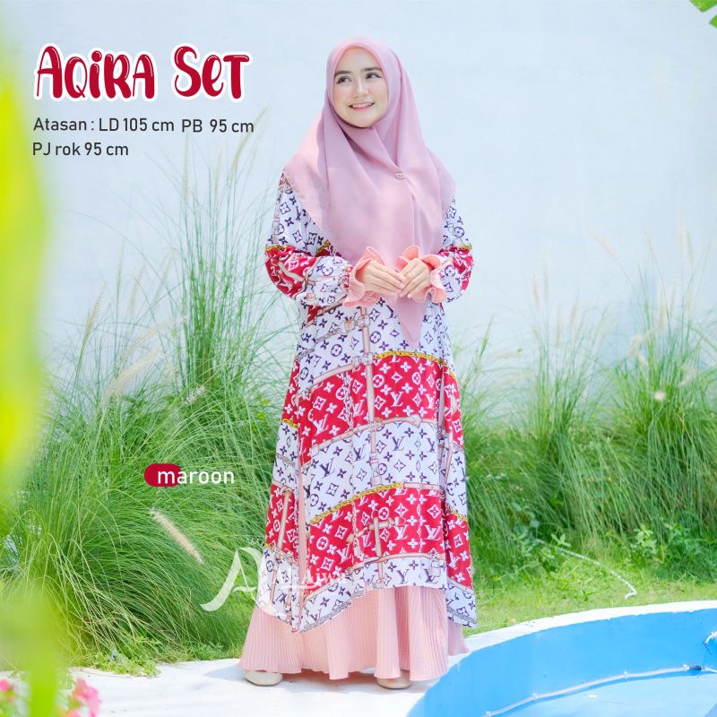 Aqira Set Tunik Dan Rok Plisket Terbaru