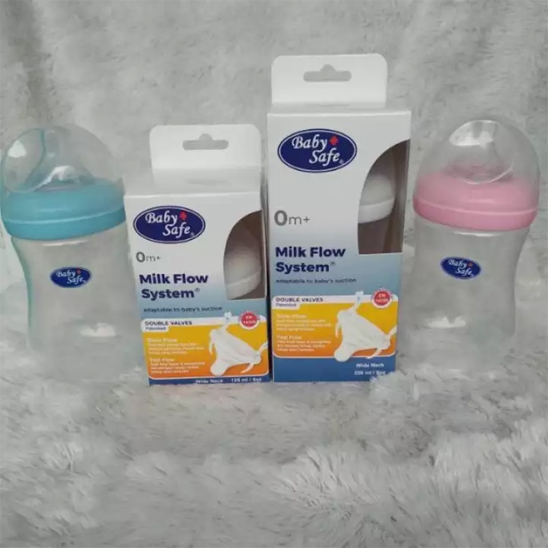 Baby Safe Milk Flow System 125ml atau 250ml 0m+ Botol Susu Bayi WideNeck Newborn