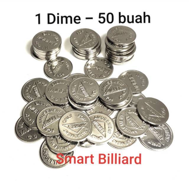 Coin 1 Dime Murrey - 17.9 mm - (1 Pak = 50 buah) - Koin Logam Billiard Biliar