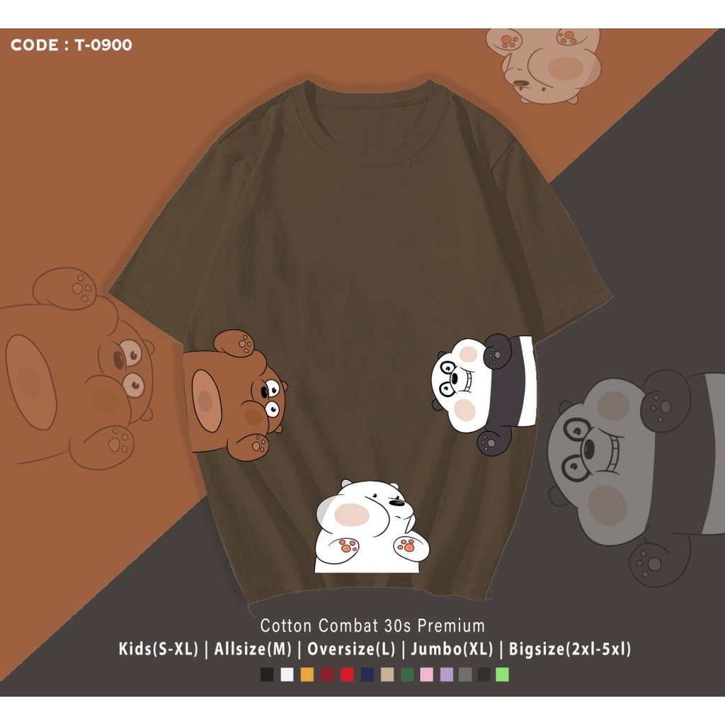 T-SHIRT / KAOS TRIPEL CUTE BEAR / TERMURAH BAJU KAOS / ATASAN UNISEX / TERIMA CUSTOM GAMBAR