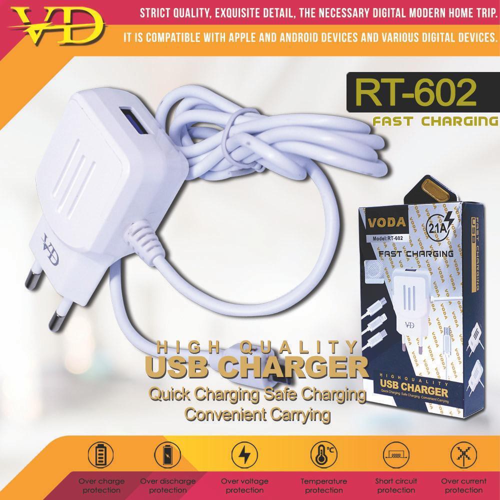 TRAVEL CHARGER VODA RT-602 2.1A + 1USB MICRO/V8