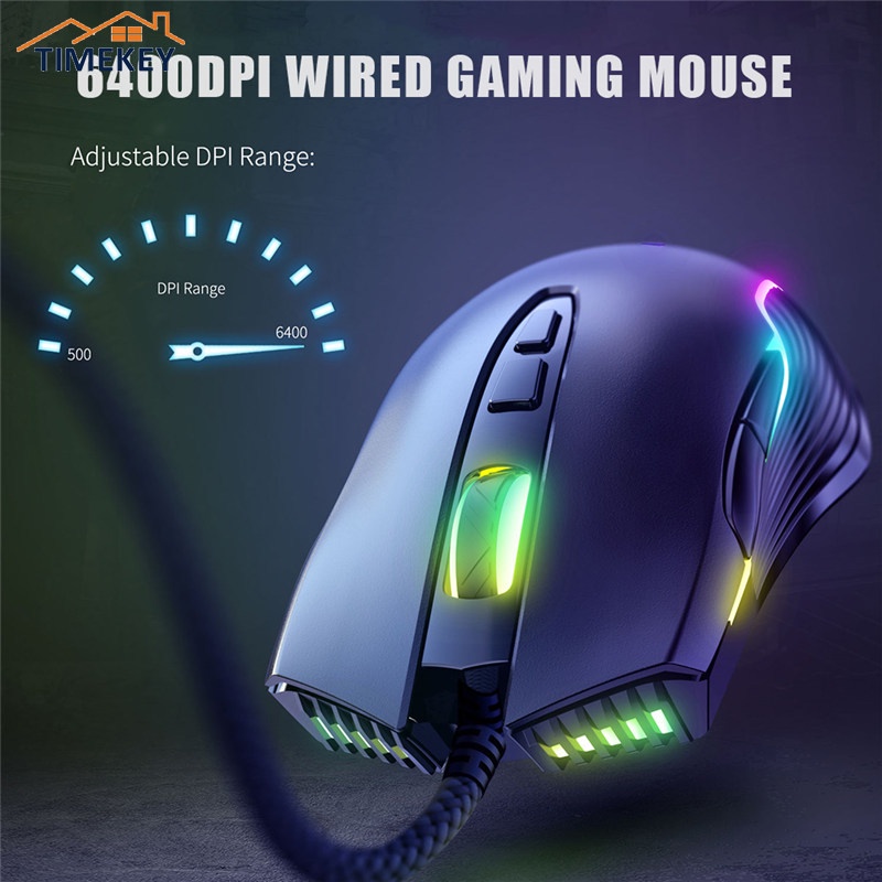 TK Wired Gaming Mouse USB Computer Mouse Gaming RGB Mouse 7 Button 6400DPI LED Silent Game Mice For PC Laptop