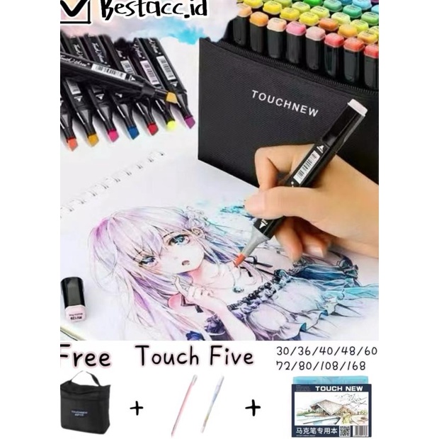 

Touchfive Marker 30 Color / Twin Marker Brush Pen Art Copic 30 Warna