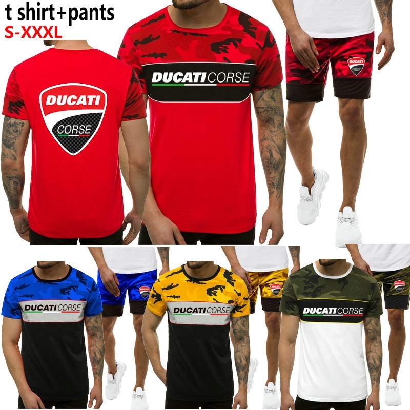 Setelan Kaos  Lengan Pendek  dan  Celana  Pendek  Desain Ducati 