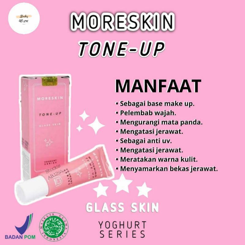 MORESKIN WHITENING WTONEUP GLASKIN YOGURT CREAM SERIES  WAJAH GLOWING/KRIM PENCERAH WAJAH INSTAN