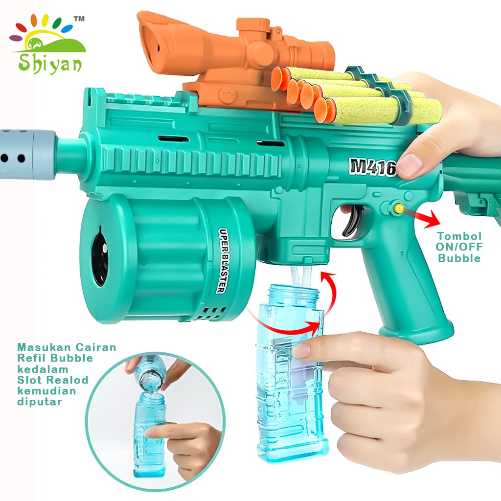 [Shiyan] soft bullet assault rifle toys / mainan senapan dengan bubble blower model senjata m416