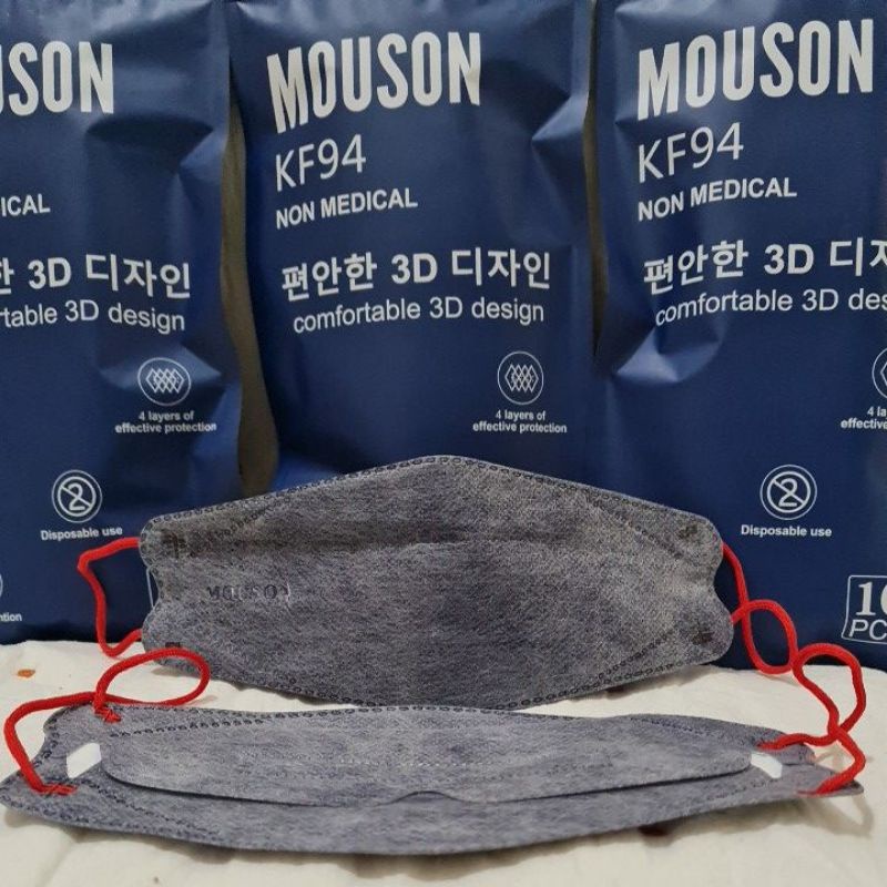 Masker KF94 Mouson 3D Evo Korea KF94 Mouson Jeans Tali Merah