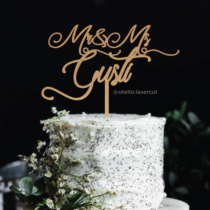 Custom Cake Topper Mr &amp; Mrs Pernikahan Hiasan Topper Kue Wedding