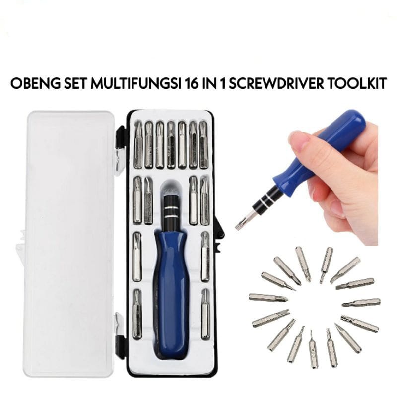 Obeng Set Multifungsi 16 In 1 Reprasi Untuk laptop, PC, Android, DVD buat Handphone 16 Piece Student Tools Kit