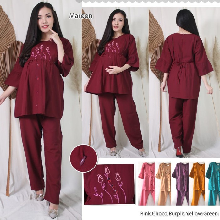 Dimensi - Baju Hamil - Setelan Hamil Dan Menyusui - Pendek - Pakaian Ibu Hamil