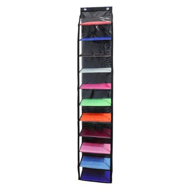 Hanging Shoes Organizer Rainbow No Zipper Hso Pelangi Polos Rack Shoe Organizer Mika Tebal Shopee Indonesia