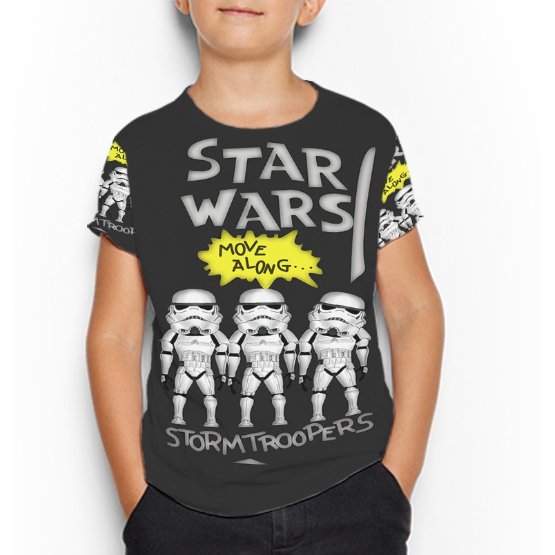 Disney Star Wars Rounded Storm Trooper Tshirt Fullprint Polyester Jersey Casual Kaos Anak 3 - 10 THN