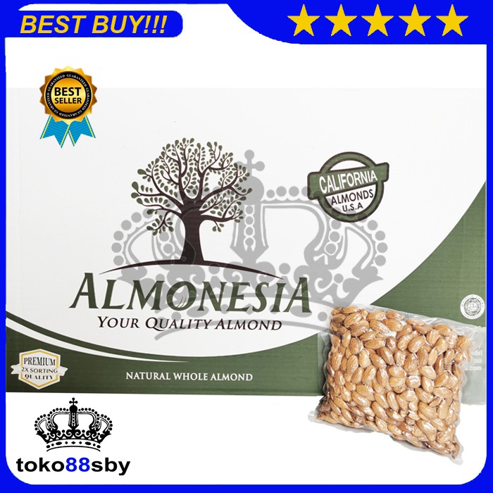 

Almonesia Almond raw 500gr / kacang almond mentah / utuh / diet keto
